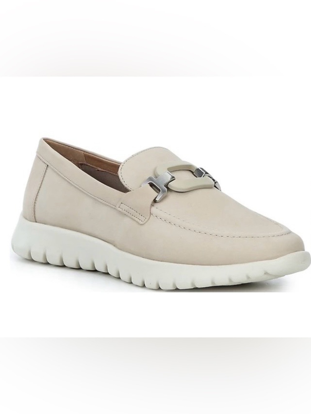 Brioso Shaye Nubuck Beige Women's Slip-On Loafers with Buckle Accent - Sz 7 1/2